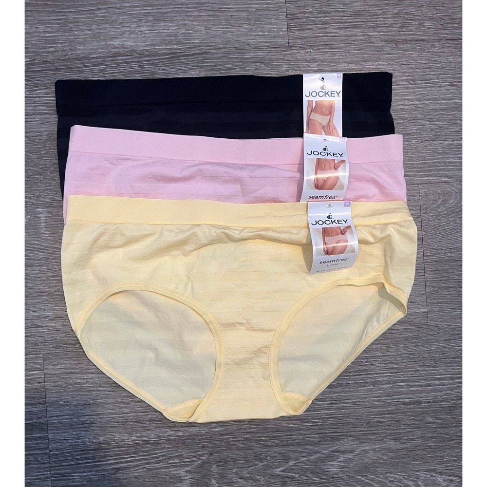 Jockey Women's Seamfree Hipster Panty Yellow Pink Black NWT Medium M Set of 3